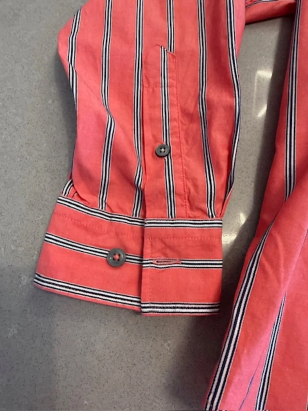 Banana Republic Men Large Relaxed-Fit Cotton poplin Orange Stripe Shirt EUC